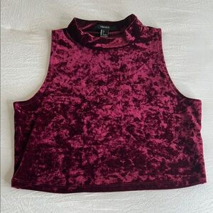 Forever 21 Women's Velvet Crop Top - Burgundy